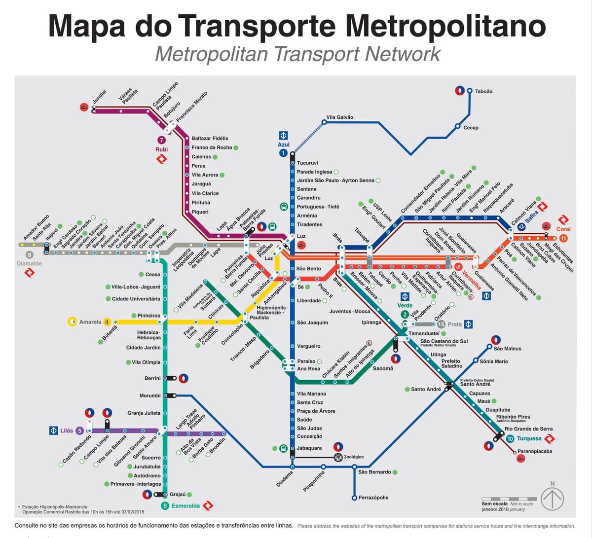 São Paulo ulaşım haritası